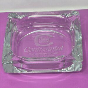 Vintage The Central Companies Centennial Large Glass Ashtray 1876-1976